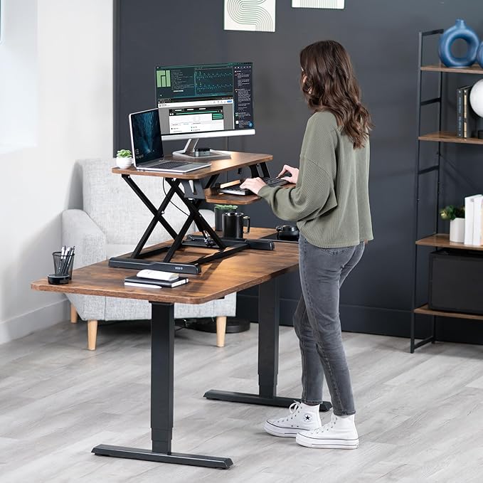VIVO 32 inch Desk Converter, K Series, Height Adjustable Sit to Stand Riser - Image 9