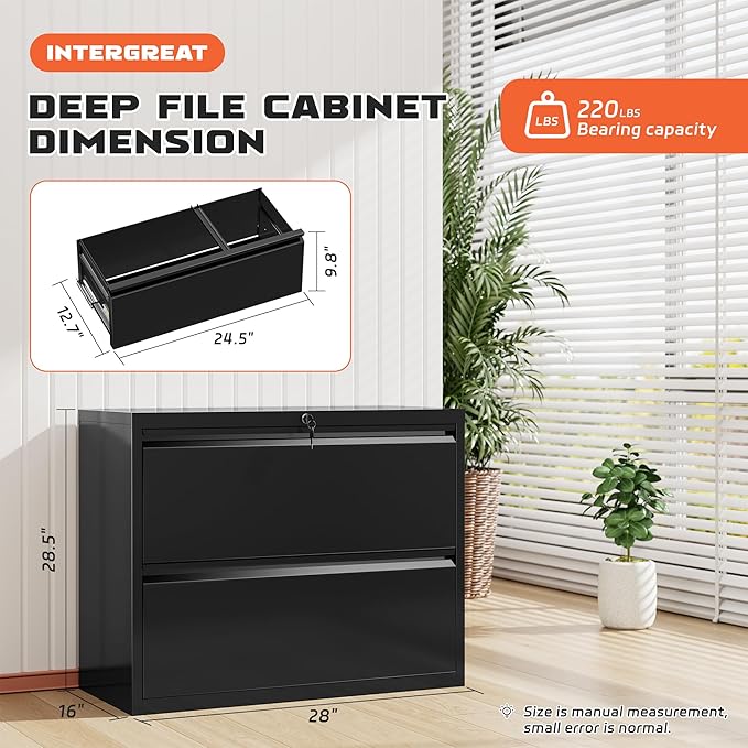 INTERGREAT Lateral File Cabinet 2 Drawer, Locking File Cabinet - Image 3