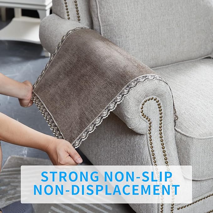 MINJIATEX Couch arm Covers, Non-Slip lace Sofa arm Covers Set of 2 Washable - Image 4