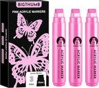 BIGTHUMB 3 Pcs Pink Jumbo Permanent Markers: 15mm Wide Tip Thick Acrylic Paint by BIGTHUMB