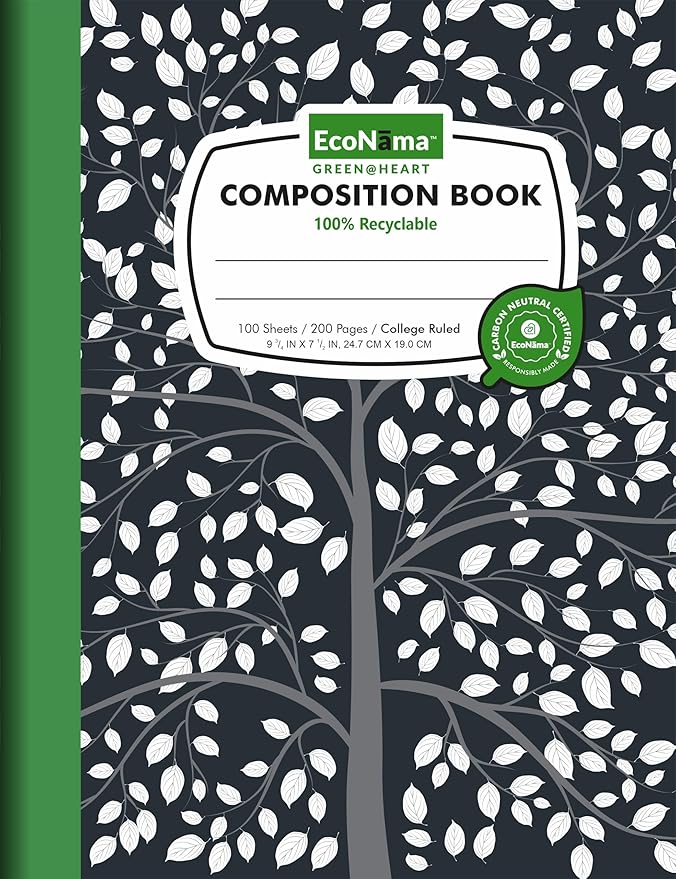 EcoNama Composition Notebooks Pack of 48 College Ruled 200 Pages 9.75"x7.5" by Econama