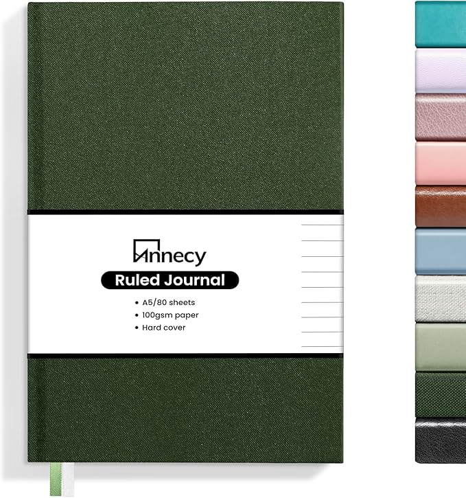 Annecy Lined Journal Notebook, Hardcover Leather Journal by Annecy