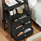 Furnulem Black Night Stand, Small Dresser - Image 4