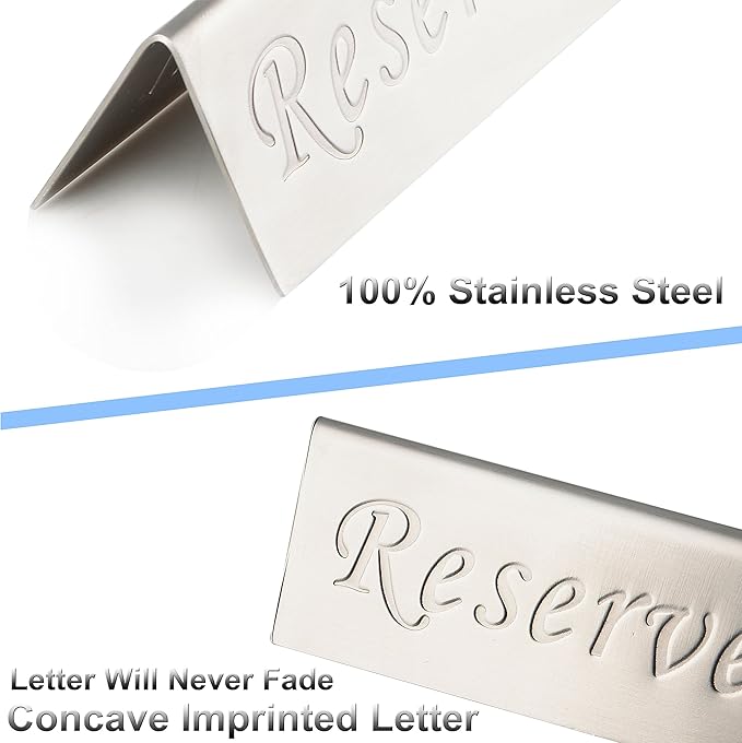 Reserved Sign - Brushed Stainless Steel Free Standing Table Top Compliance Sign - Image 3