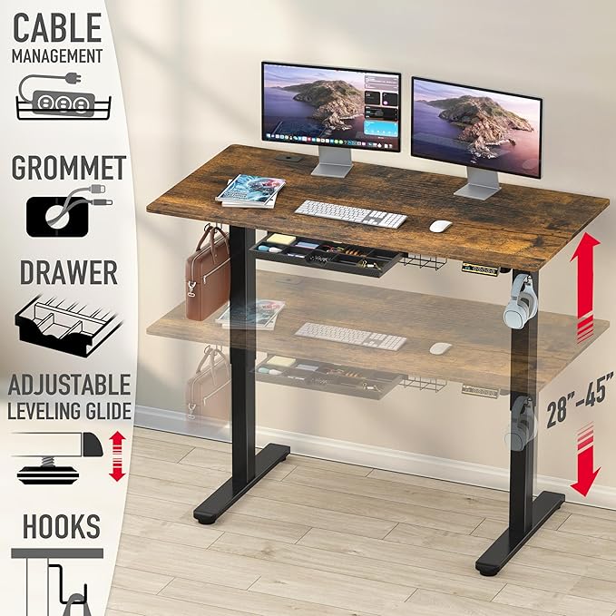 SHW 55 x 28 Inches Electric Height Adjustable Standing Desk - Image 4