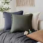 Foindtower Set of 2 Decorative Linen Fringe Throw Pillow Covers Boho Farmhouse - Image 5