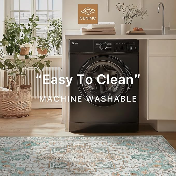 GENIMO 9x12 Area Rugs for Living Room, Machine Washable Non Slip Vintage Rugs - Image 5
