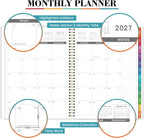 Indeme 2027 Planner - 2027 Monthly Planner, Monthly Calendar 2027 | 9" x 11", Jan 2027 - Dec 2027, Large, Twin-wire Binding, 12 Months Tabs, Holidays, Two-Sided Pocket, Thick Paper