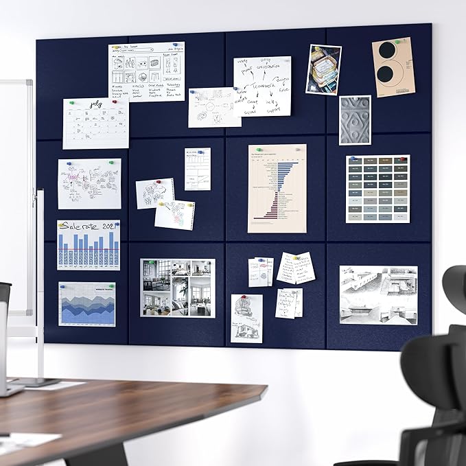 Neatsure Large Cork Board for Wall, 12 Panels Felt Tiles Tack Push Pin Board - Image 5