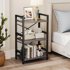 Homeiju Bookshelf, 3 Tier Industrial Bookcase, Metal Small Bookcase, Rustic - Image 5