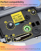 P Touch Label Maker Tape 12mm 0.47 Inch Laminated White/Black/Red/Blue/Yellow - Image 3