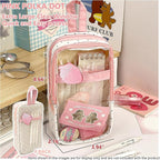 UINSUE Cute Pen case Adorable Bunny Transparent 3-Layer Large Capacity Pencil - Image 3