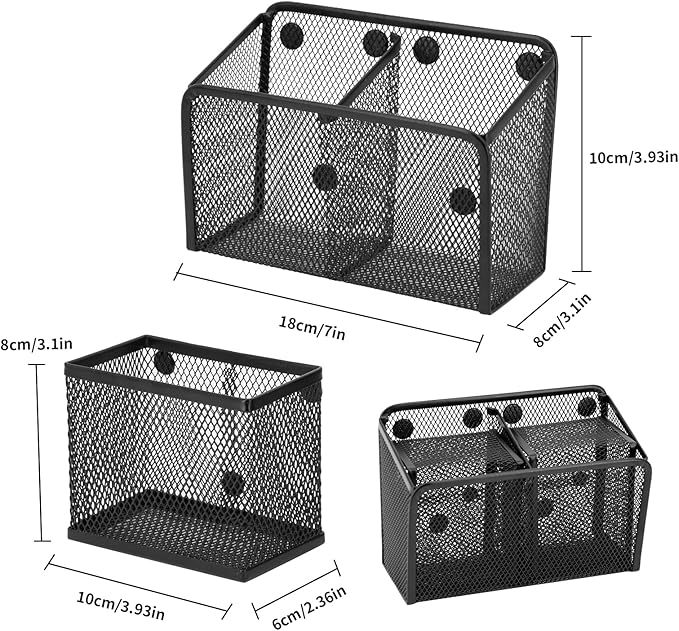 Neudeco Locker Shelf Organizer, Magnetic Pencil Holder, Metal Storage Basket - Image 2