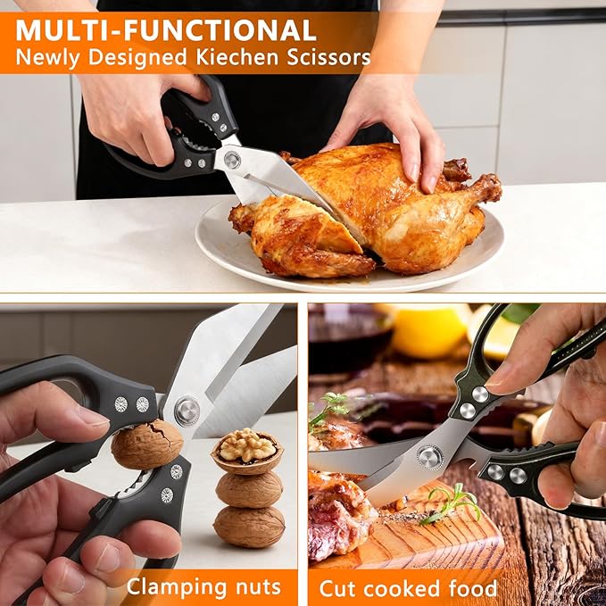 2-Piece Kitchen Scissors Stainless Steel Cooking Shears, Vegetables and Poultry - Image 3