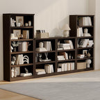 blini 3-Shelf Bookcase Wooden Bookshelves Dark Cherry 33in Wide Floor Standing - Image 7