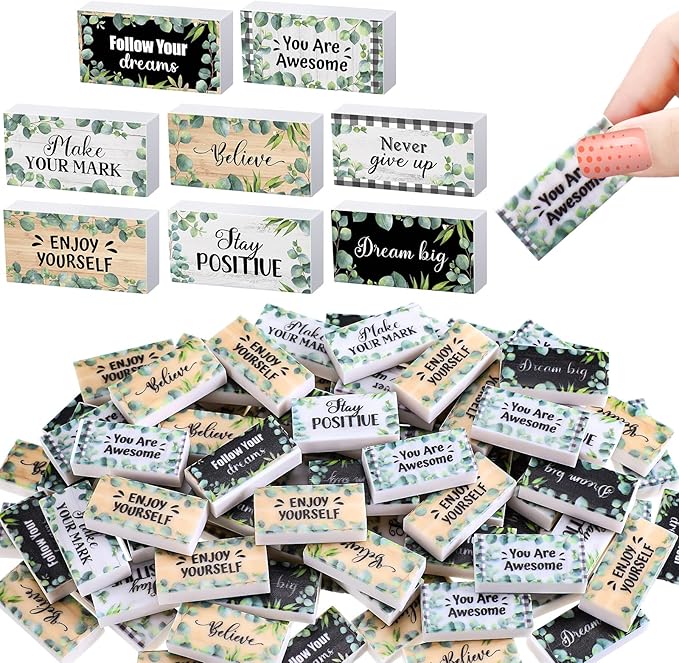 Dunzoom 100 Pcs Inspirational Pencil Erasers Bulk by Dunzoom