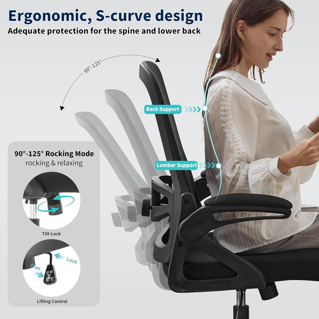 ergonomic office chair desk chair with adjustable lumbar, side view