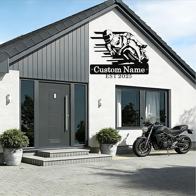 Personalized Motorcycle Metal Sign Custom Biker Name Sign Dirt Bike Wall Decor - Image 5