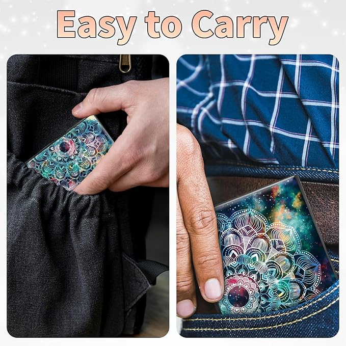 BWEGRHE Slim Credit Card Holder, Art Mandalas RFID Blocking Metal Wallet - Image 7