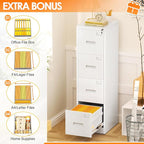 INTERGREAT 4 Drawer File Cabinet, Tall Locking File Cabinets - Image 4