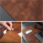 TORONATA Jersey Genuine Calfskin Leather Desk Pad, Office Desk Mat - Image 5