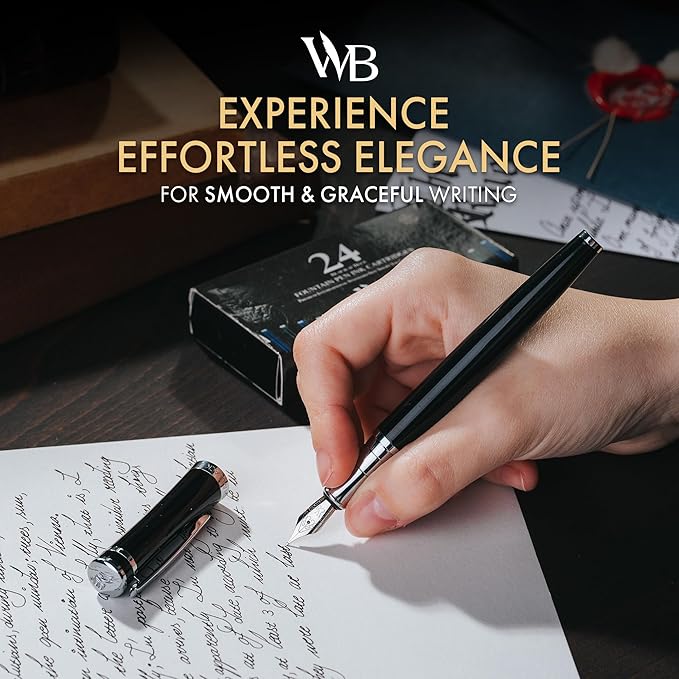 Wordsworth & Black Fountain Pen Set, Medium Nib, Includes 24 Ink Cartridges and - Image 2