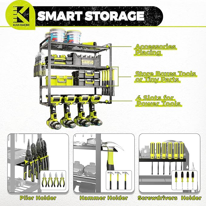 KAFAHOM Power Tool Organizer, Garage Tool Organizers and Storage, Drill Holder - Image 5