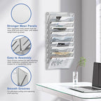 EasyPAG Wall File Organizer for Office 10 Pocket Mesh Wall Mounted Paper - Image 3