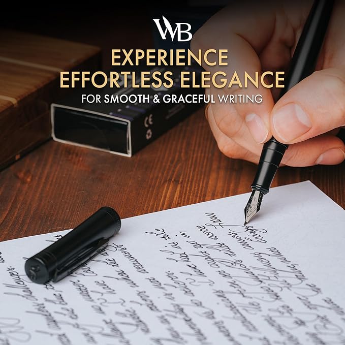 Wordsworth & Black Fountain Pen Set, Bent Nib, Includes 24 Pack Ink Cartridges - Image 2