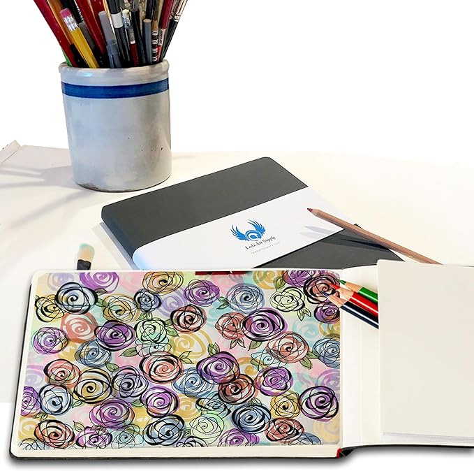 Square-Shaped Sketchbook, 10 x 10 inches, Lays Flat Flexible Sketch Book - Image 9
