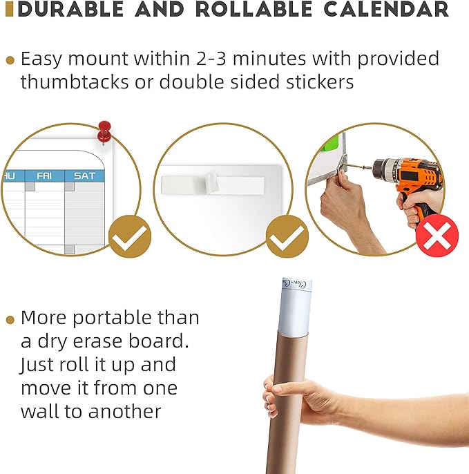CLEVER CLEAN Large Dry Erase Wall Calendar - Image 5