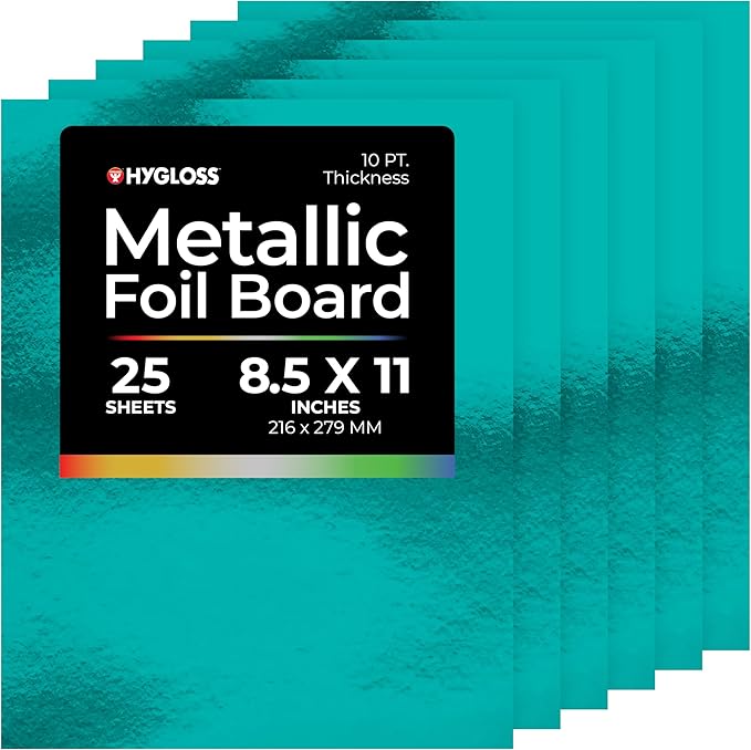 Hygloss Metallic Cardstock Sheets – 25 Shiny Light Blue Sheets, 8.5” x 11” by HyglossProductsInc