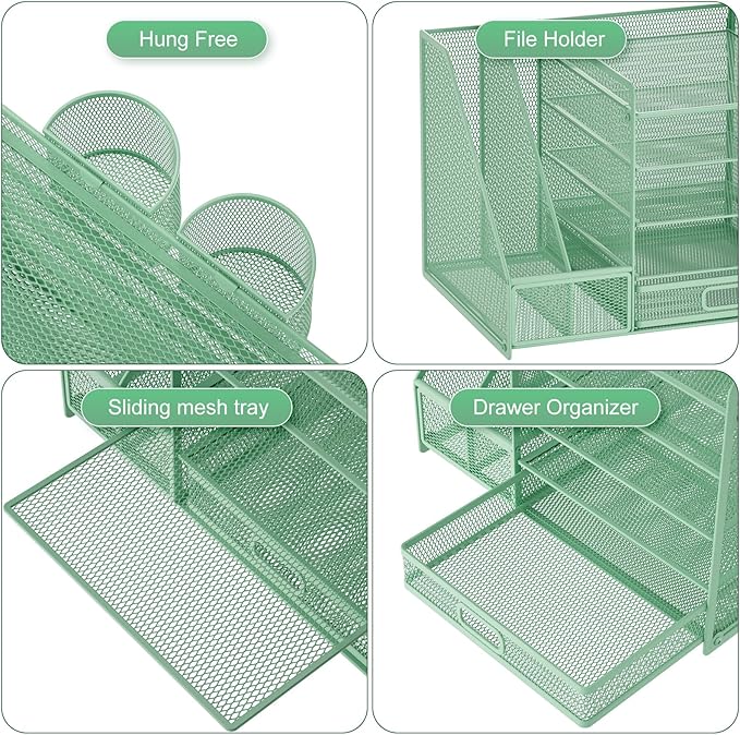 Marbrasse Desk Organizer with File Holder, 5-Tier Paper Letter Tray Organizer - Image 4