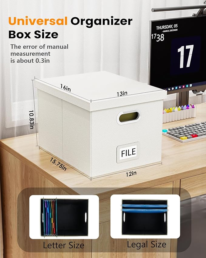 2 Pack File Storage Organizer, Portable File Box - Image 3