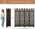 5.75Ft Room Divider Wood Screen, 33Lbs Durable MDF Carved Rustic Style Headboard - Image 5
