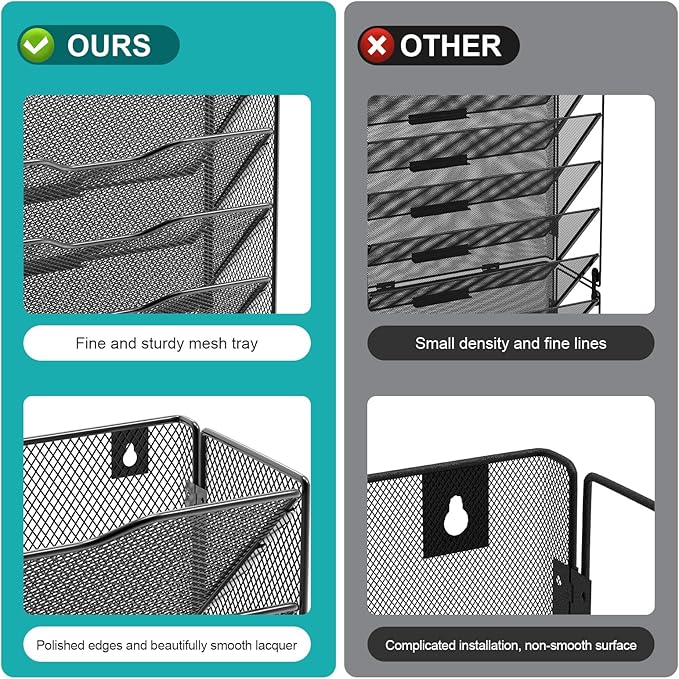 VEESUN 12 Tier Wall File Organizer, Mesh Letter Magazine Mail Wall File Holder - Image 5