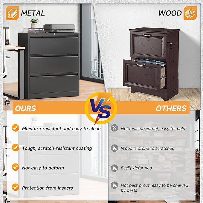Bestoo 3-Drawer Lateral File Cabinet - Image 5
