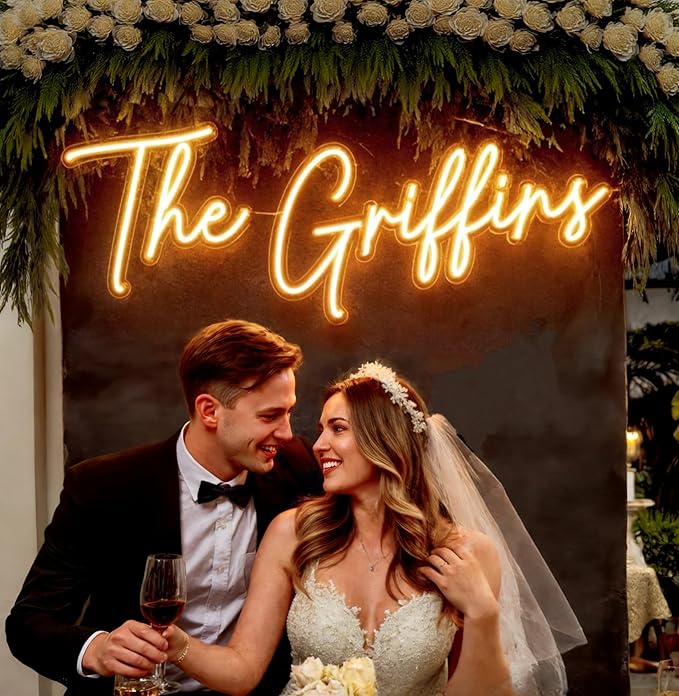 BUIZZEUOIV Custom Neon Sign, Neon Sign Customizable Large LED Wedding Neon Name - Image 2