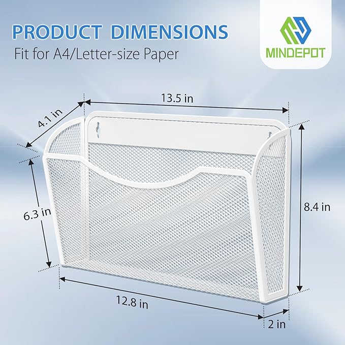 MINDEPOT Wall File Organizer, Hanging Wall Mounted File Folder Binder Holder - Image 2