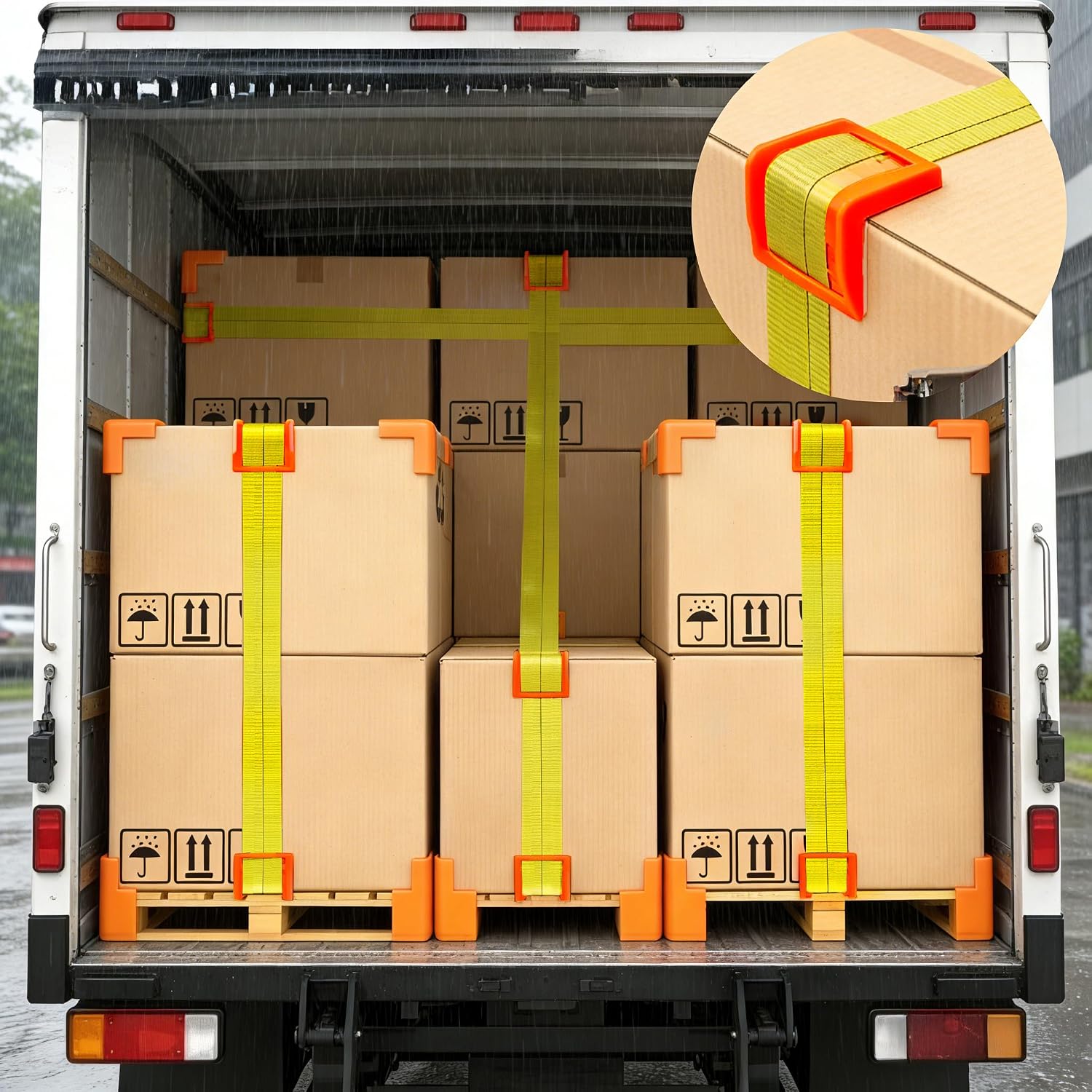 20 Packs Edge Protectors for Cargo Loads, Flatbed Corner Protectors, Tiedown Plastic Protector, Truck Shipping, Protects Cargo Edges, Orange