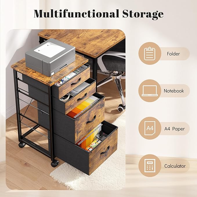 4 Drawers Mobile File Cabinet Vertical Filing Cabinet - Image 7