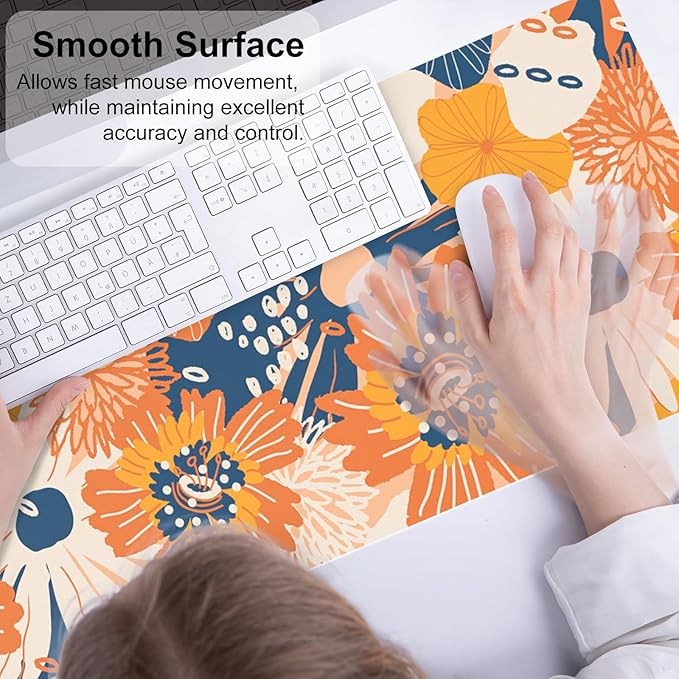 QIYI Large Desk Pad, Floral Mouse Pad Desktop Decor, Waterproof PU Leather Desk - Image 4
