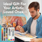 mozart supplies - watercolor paint set 51 vibrant, side view