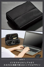 KOKUYO Pencil Case Pouch, Haco-Biz Standing Pen Pouch Bag, Foldable Stand up Pencil Holder Organizer, Large Capacity Portable Pencil Box for Office Supplies, Black