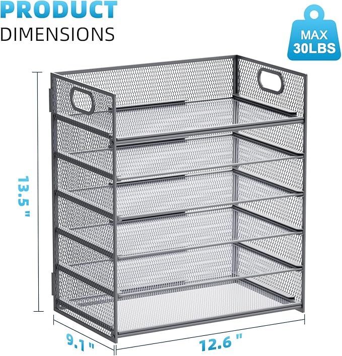 Marbrasse 6 Tier Paper Organizer Letter Tray - Image 3