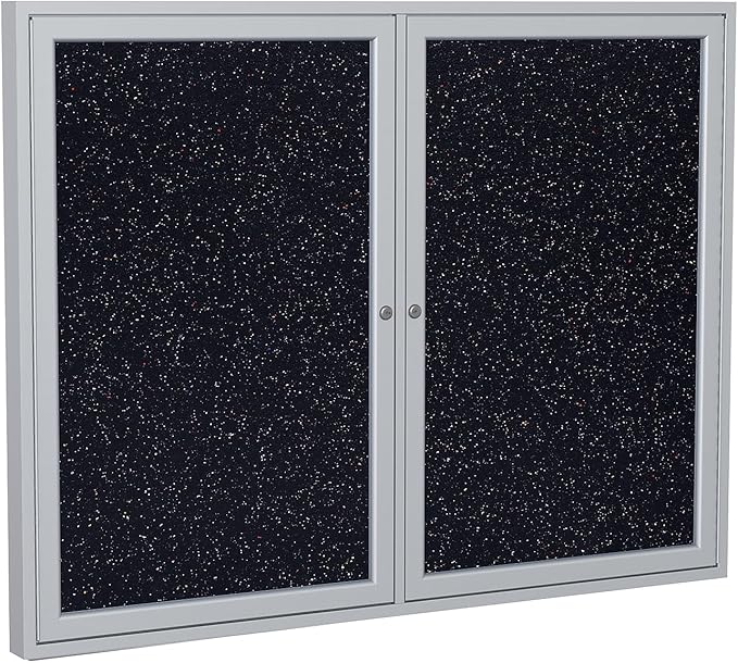 Ghent 36"x60" 2-Door indoor Enclosed Recycled Rubber Bulletin Board, Shatter by Ghent