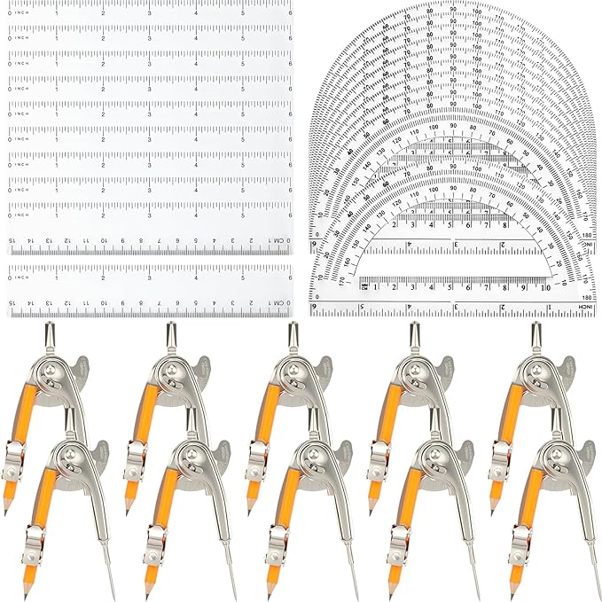 40 Pieces Geometry Math Set Compass by MOTOTO