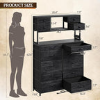 EnHomee Black Dresser with Multiple Fabric Drawers, Dresser - Image 3