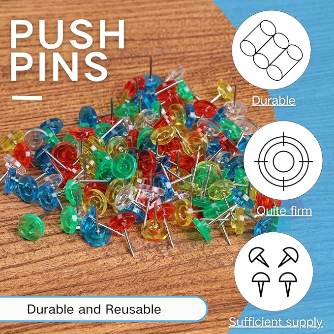 150 PCS Colored Push Pins for Wall Thumb Tacks for Walls Flat thumbtacks Push - Image 3