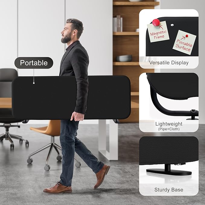 DECOLAB Desk Divider, Movable Desk Panel Privacy Partition - Image 4